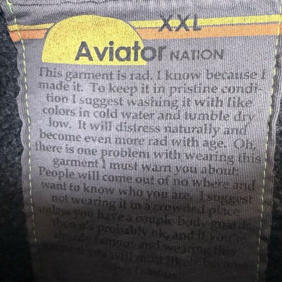 Aviator Nation Charcoal Rainbow Heart Stitch Relaxed Crew Sweatshirt XXL Unisex - Picture 3 of 9